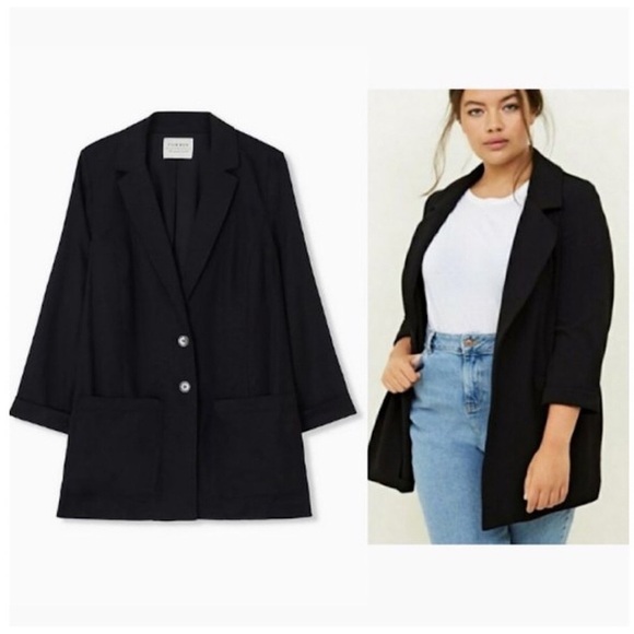 Torrid Linen Blend Black Blazer Sz L/12 - Picture 10 of 10